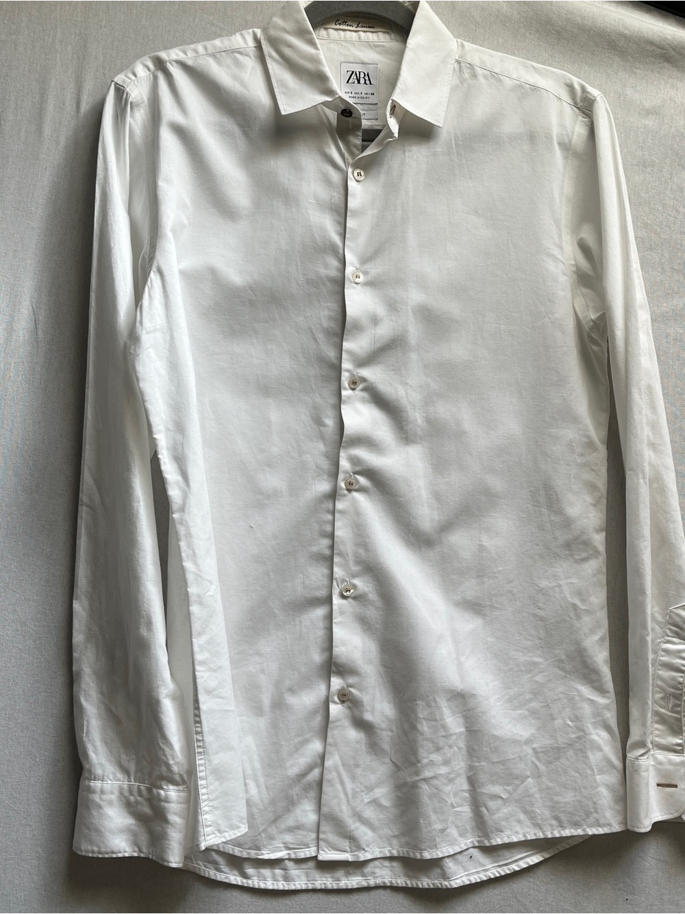 ZARA Men's Cotton Linen Classic Button Down Slim Fit Shirt S
